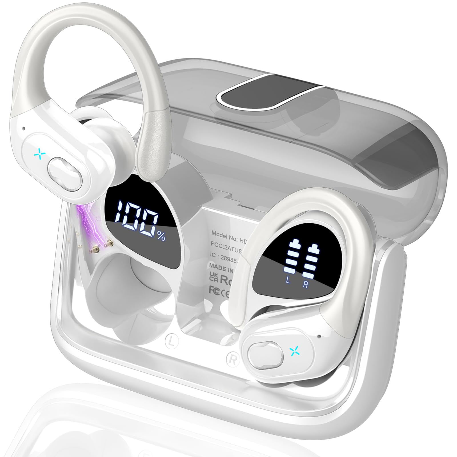 Wireless Earbuds 75hrs Bluetooth 5.4 Headphone Sport, 2025 Bluetooth Earbuds Stereo Deep Bass Over Ear Bud with Earhooks, ENC Noise Cancelling Mic, IPX7 Waterproof Earphone for Workout/Running thumbnail 3