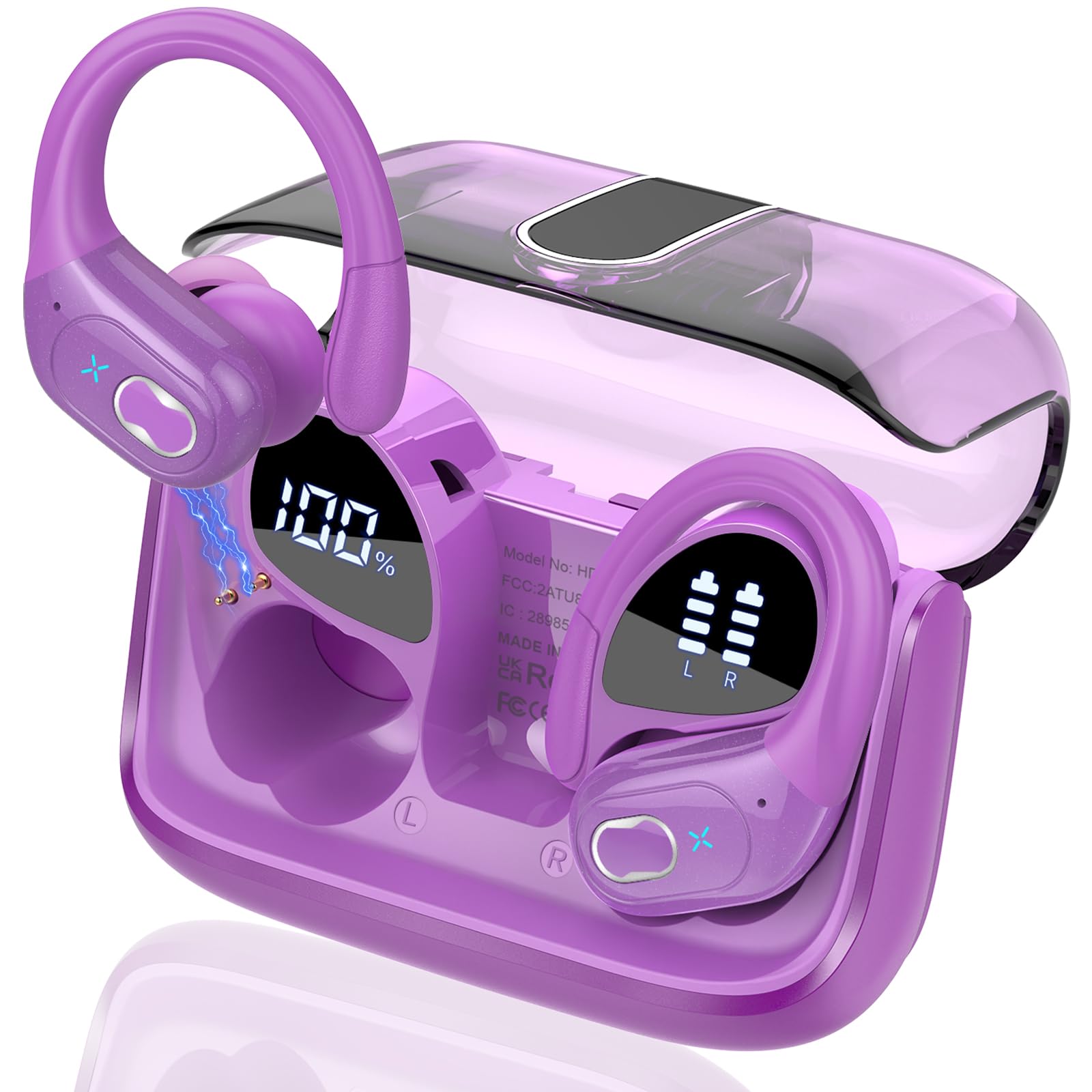 Wireless Earbuds 75hrs Bluetooth 5.4 Headphone Sport, 2025 Bluetooth Earbuds Stereo Deep Bass Over Ear Bud with Earhooks, ENC Noise Cancelling Mic, IPX7 Waterproof Earphone for Workout/Running thumbnail 4