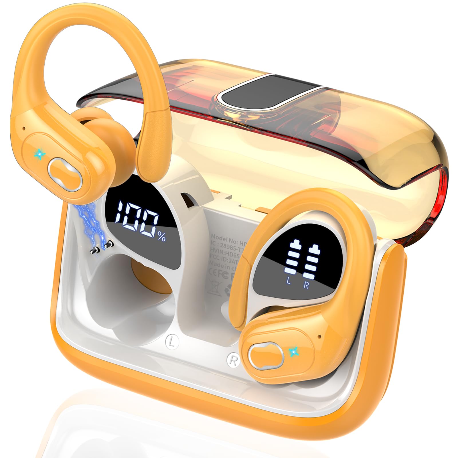 Wireless Earbuds 75hrs Bluetooth 5.4 Headphone Sport, 2025 Bluetooth Earbuds Stereo Deep Bass Over Ear Bud with Earhooks, ENC Noise Cancelling Mic, IPX7 Waterproof Earphone for Workout/Running thumbnail 5