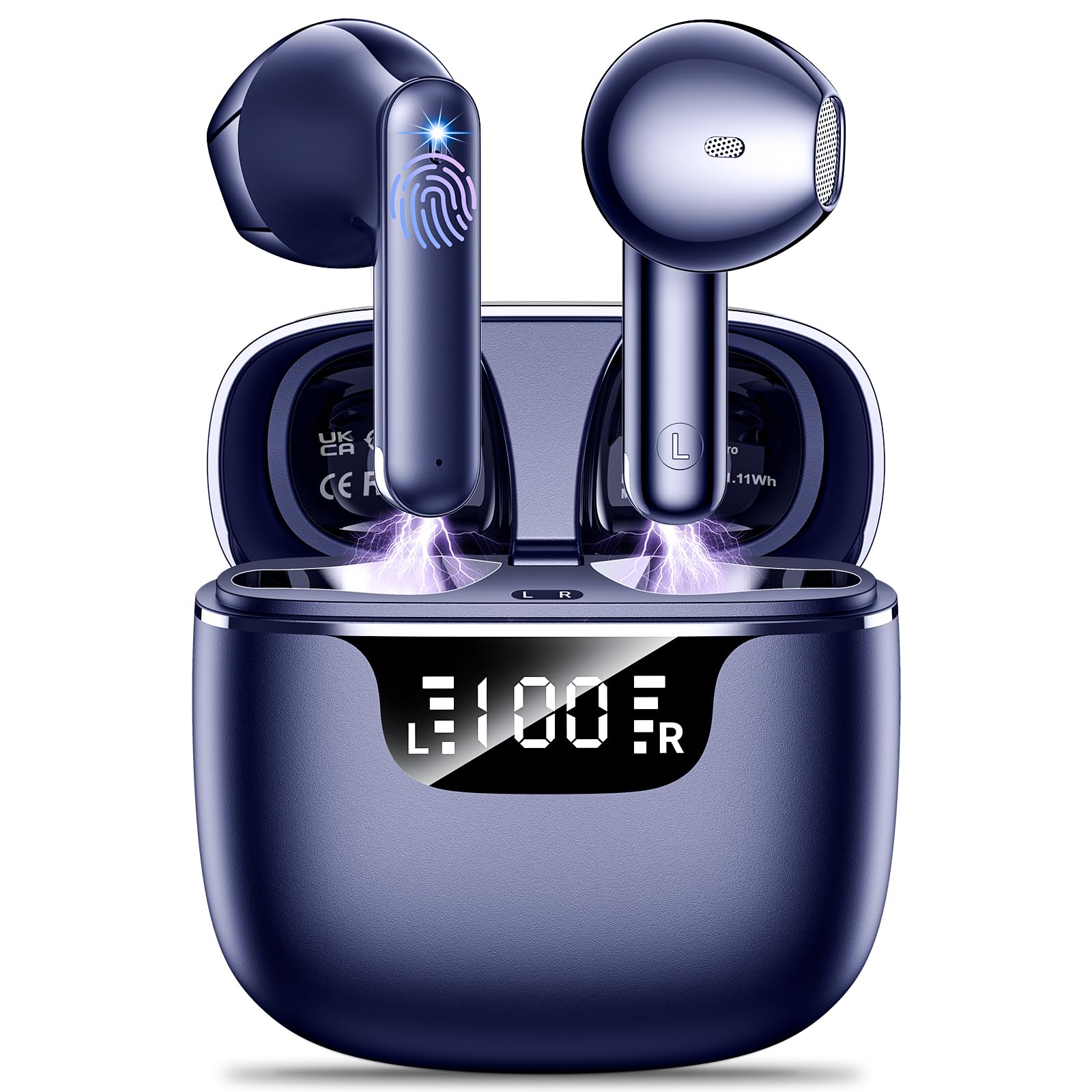 Wireless Earbuds Bluetooth 5.4 with LED Display Case, Mini In-Ear Bluetooth Earbuds, ENC Noise Cancelling for Calls,42H Playtime,Type-C Fast Charging, Touch Control,3.5g Lightweight for Android &amp; iOS thumbnail 2