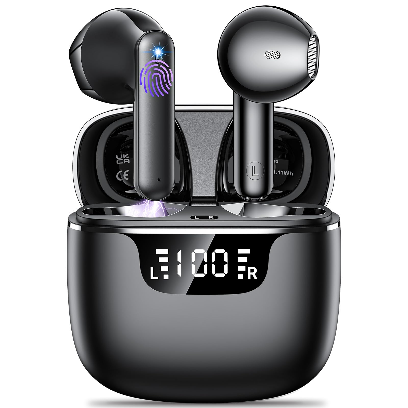 Wireless Earbuds Bluetooth 5.4 with LED Display Case, Mini In-Ear Bluetooth Earbuds, ENC Noise Cancelling for Calls,42H Playtime,Type-C Fast Charging, Touch Control,3.5g Lightweight for Android &amp; iOS thumbnail 3