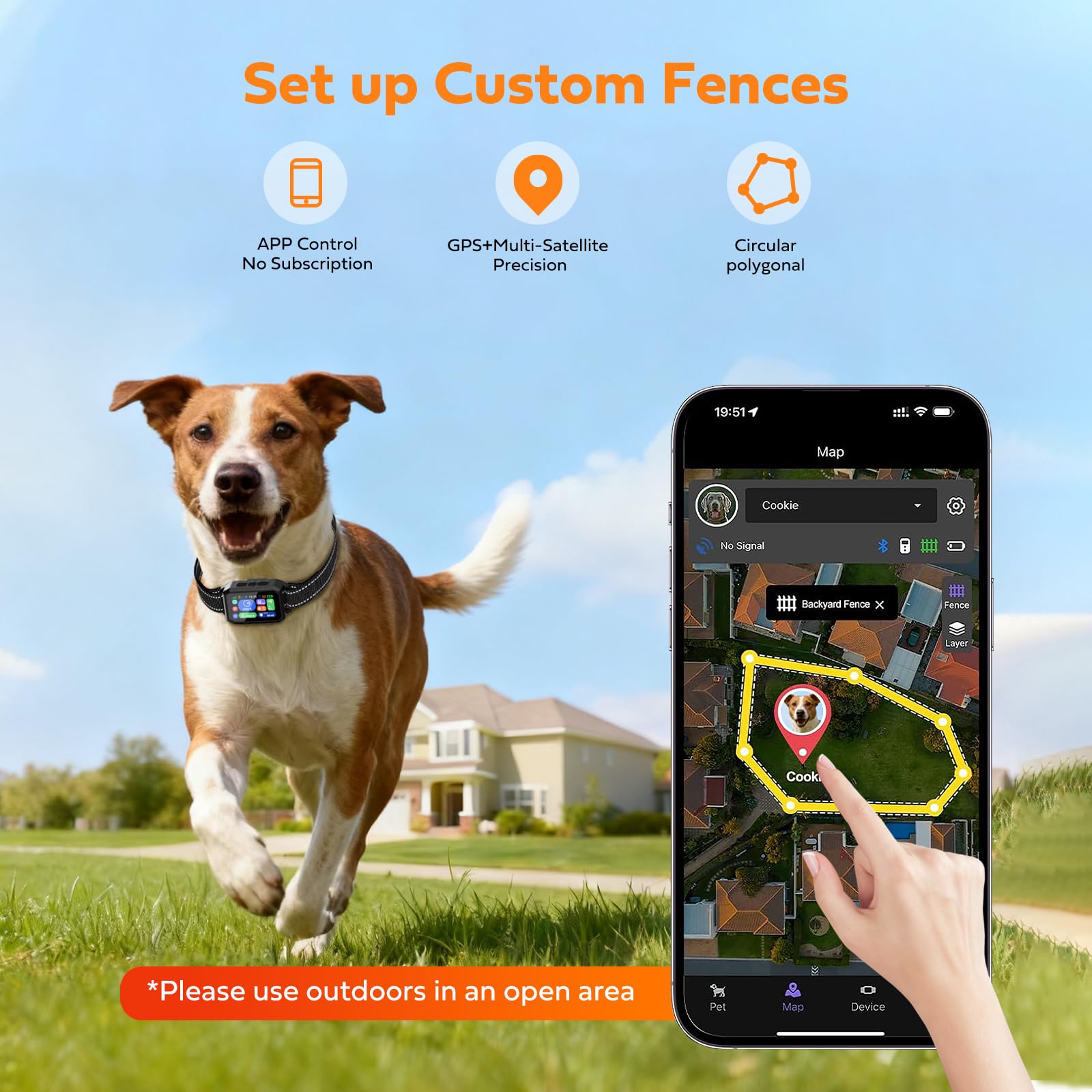 Zigtiger GPS Wireless Dog Fence &amp; Training Collar System, Free App/Remote Controlled Custom Boundary up to 7000ft, Beep/Vibration/Safe Correction Modes, Early Alert, Waterproof for Dogs 10+ lbs thumbnail 2