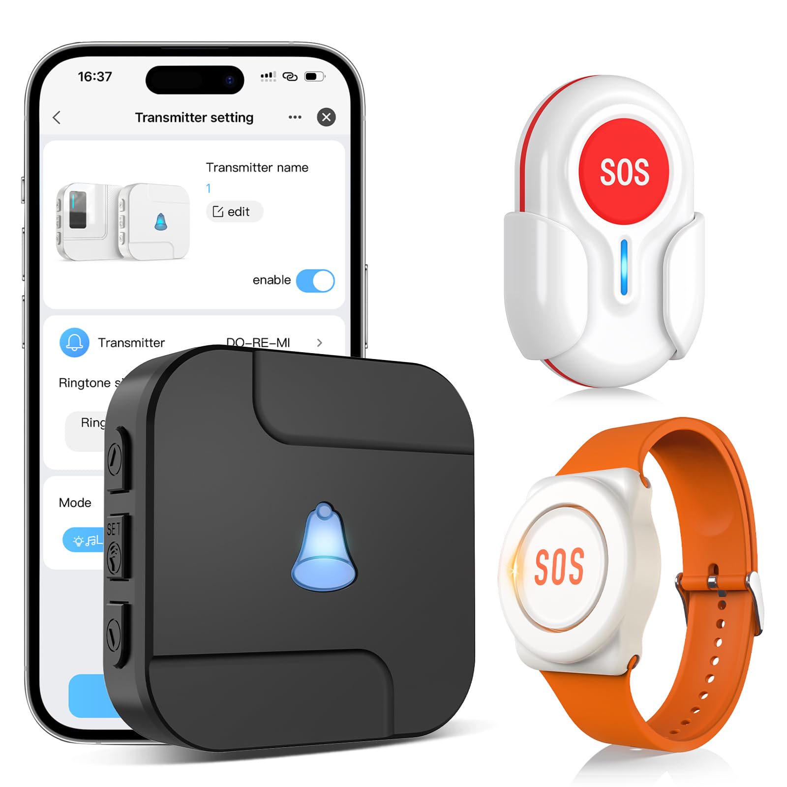 CallToU Wi-Fi Wireless Caregiver Pager Call Button for Elderly at Home , APP Emergency Alert for Seniors, Patients, and The Disabled (TY01WH-US 2-1) thumbnail 3