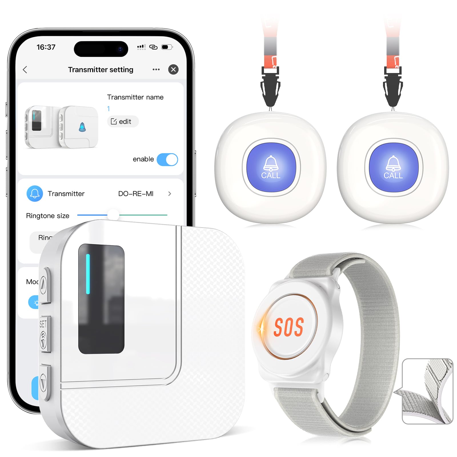 CallToU Wi-Fi Wireless Caregiver Pager Call Button for Elderly at Home , APP Emergency Alert for Seniors, Patients, and The Disabled (TY01WH-US 2-1) thumbnail 4