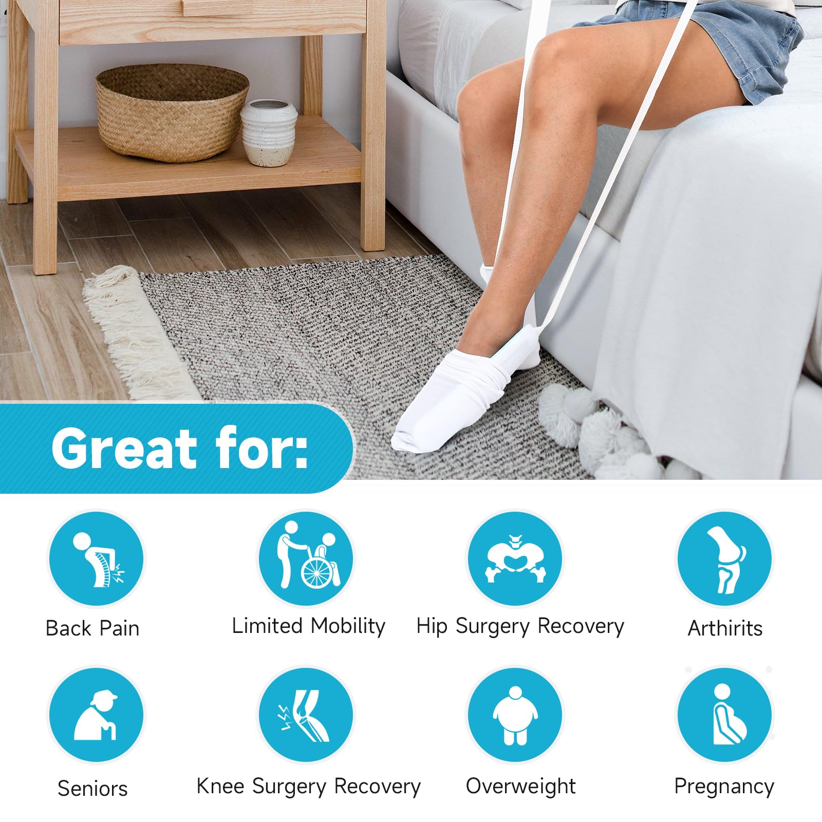 Fanwer Sock Aid Tool and Pants Assist for Elderly, Disabled,Pregnant, Diabetics - Pulling Assist Device - Socks Helper thumbnail 4