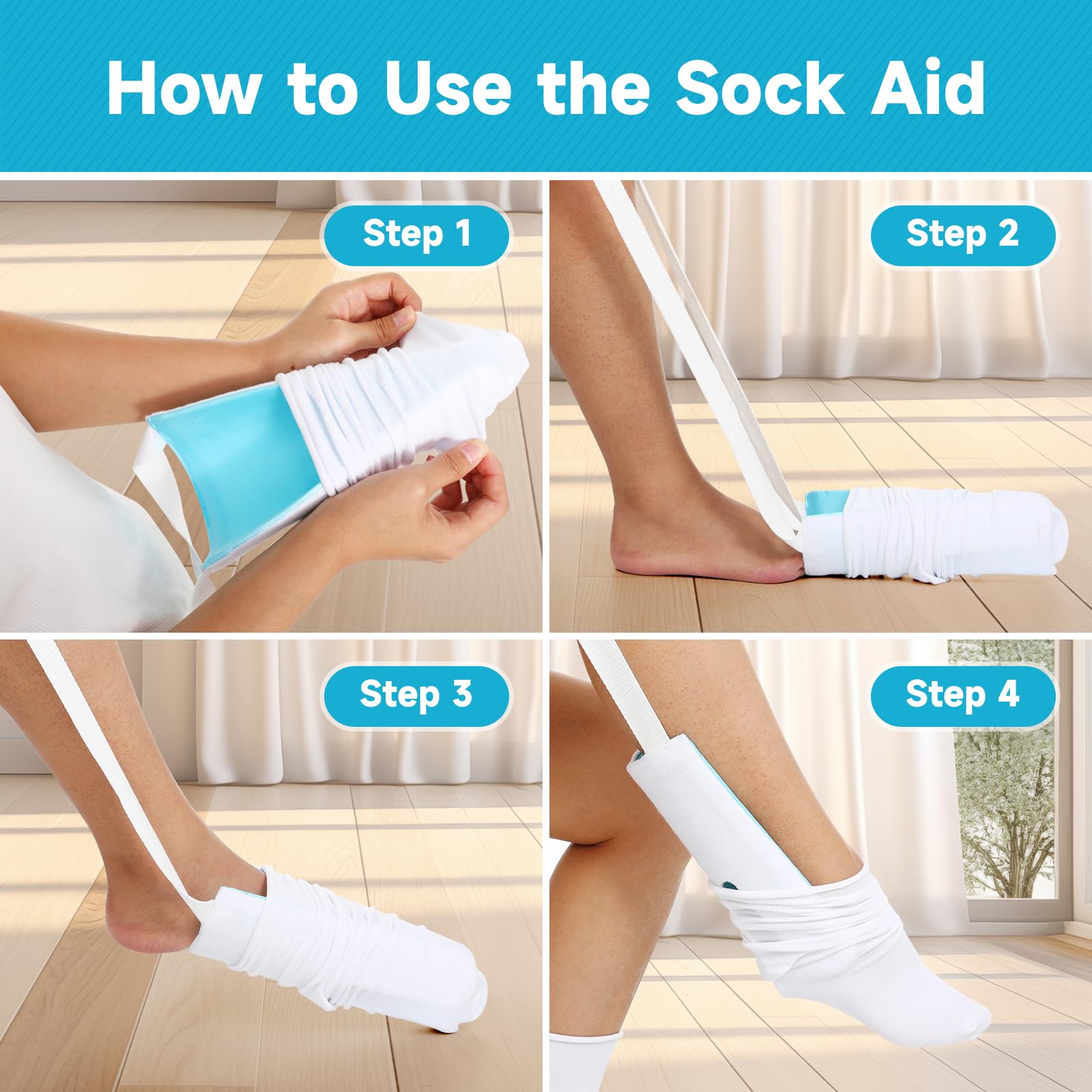 Fanwer Sock Aid Tool and Pants Assist for Elderly, Disabled,Pregnant, Diabetics - Pulling Assist Device - Socks Helper thumbnail 5