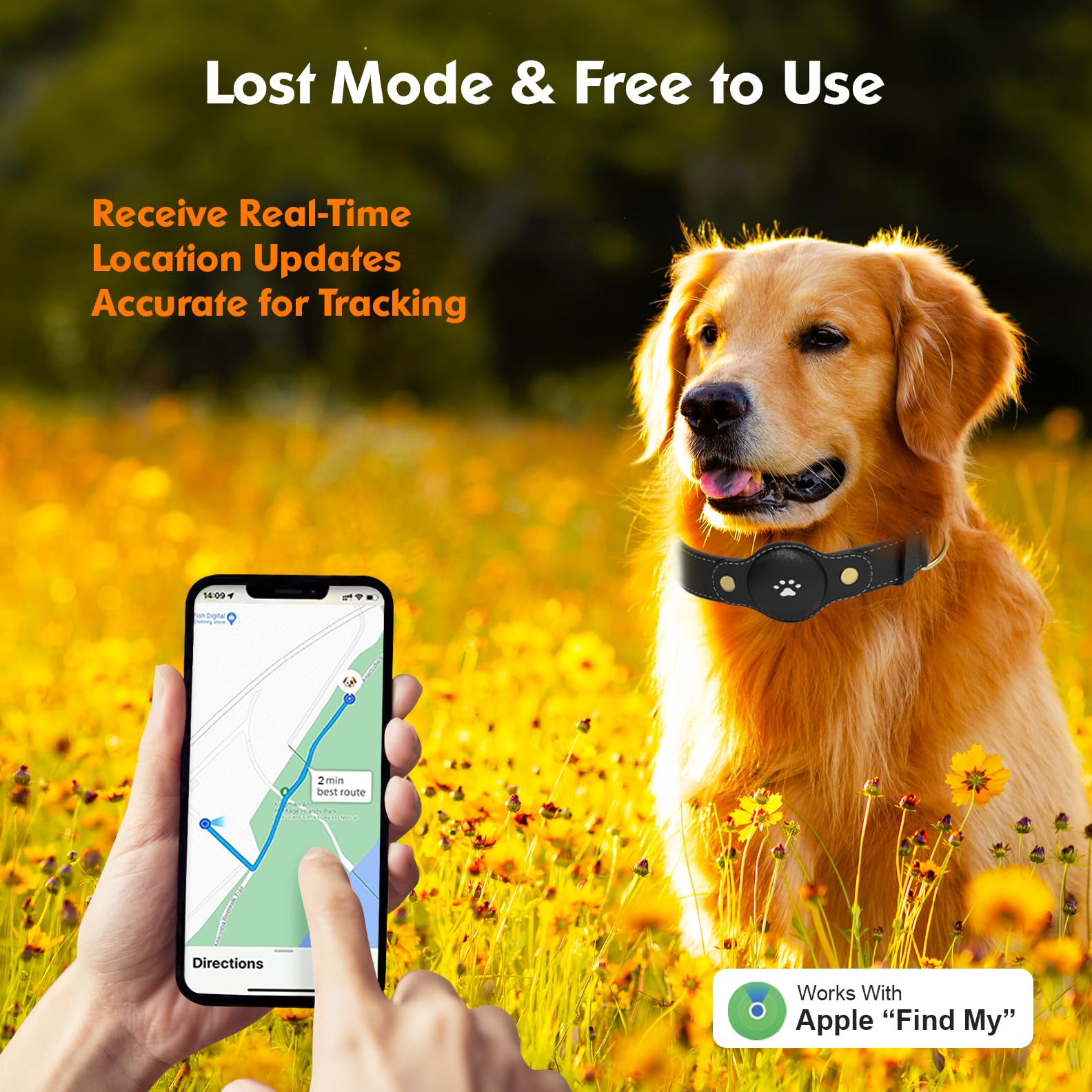 GPS Tracker for Dogs – Smart Dog Collar &amp; Pet Tracker with Real-Time Location, No Monthly Fee, Unlimited Range (iOS Only) – Fits Small to Large Dogs(Locator Included) (Black) thumbnail 3