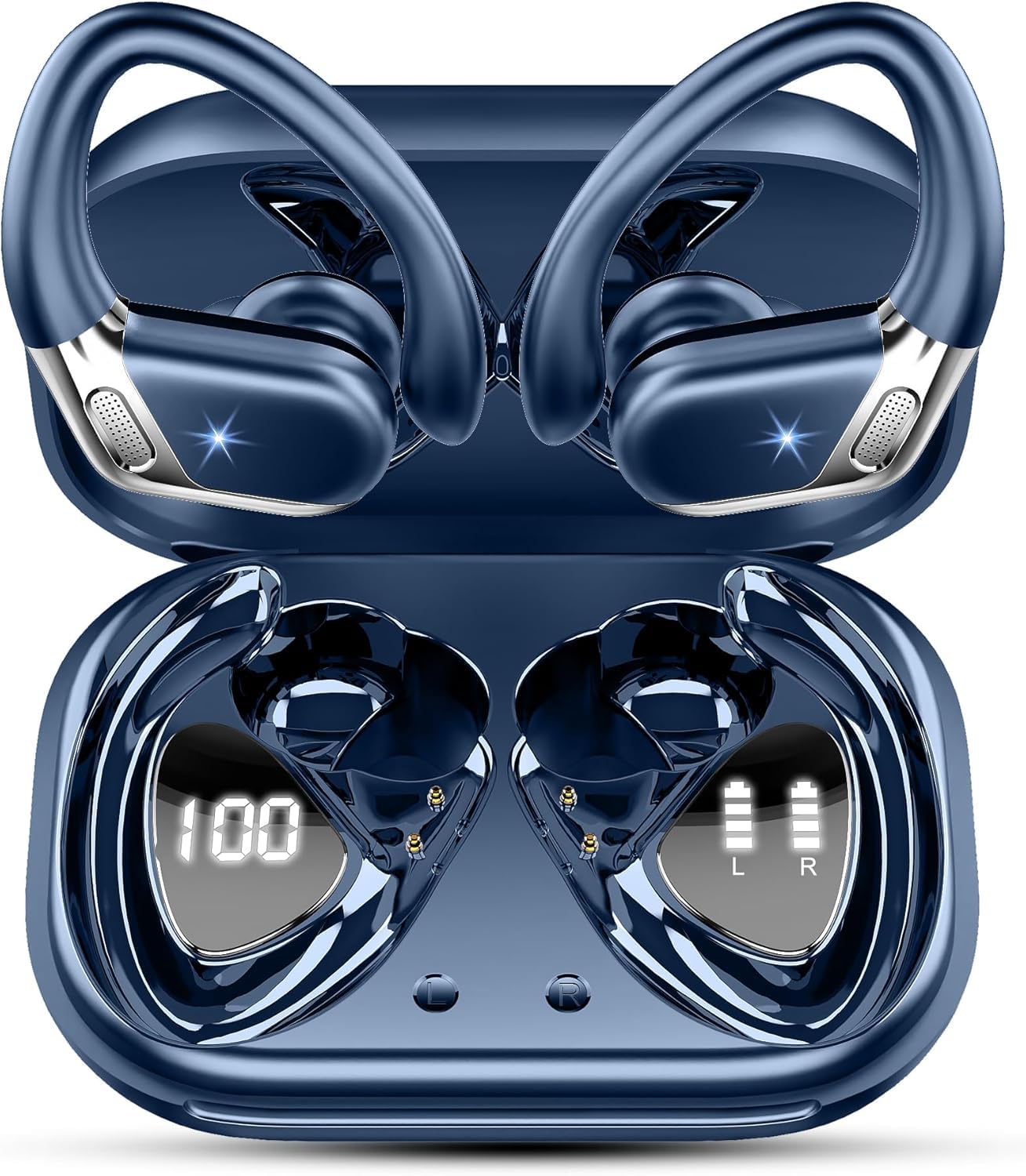 Hupoaf Wireless Earbuds Sport, New Bluetooth 5.4 Headphones with Earhooks, 50H Stereo Deep Bass Over Ear Buds with 4 ENC Noise Canceling Mics, IP7 Waterproof Earphones for Running Workout Gym -Black thumbnail 4