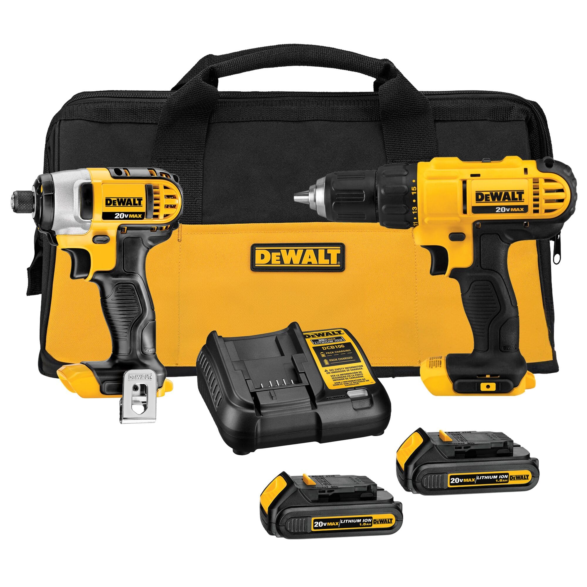 DEWALT 20V MAX Cordless Drill and Impact Driver Combo Kit (DCK240C2) thumbnail 2