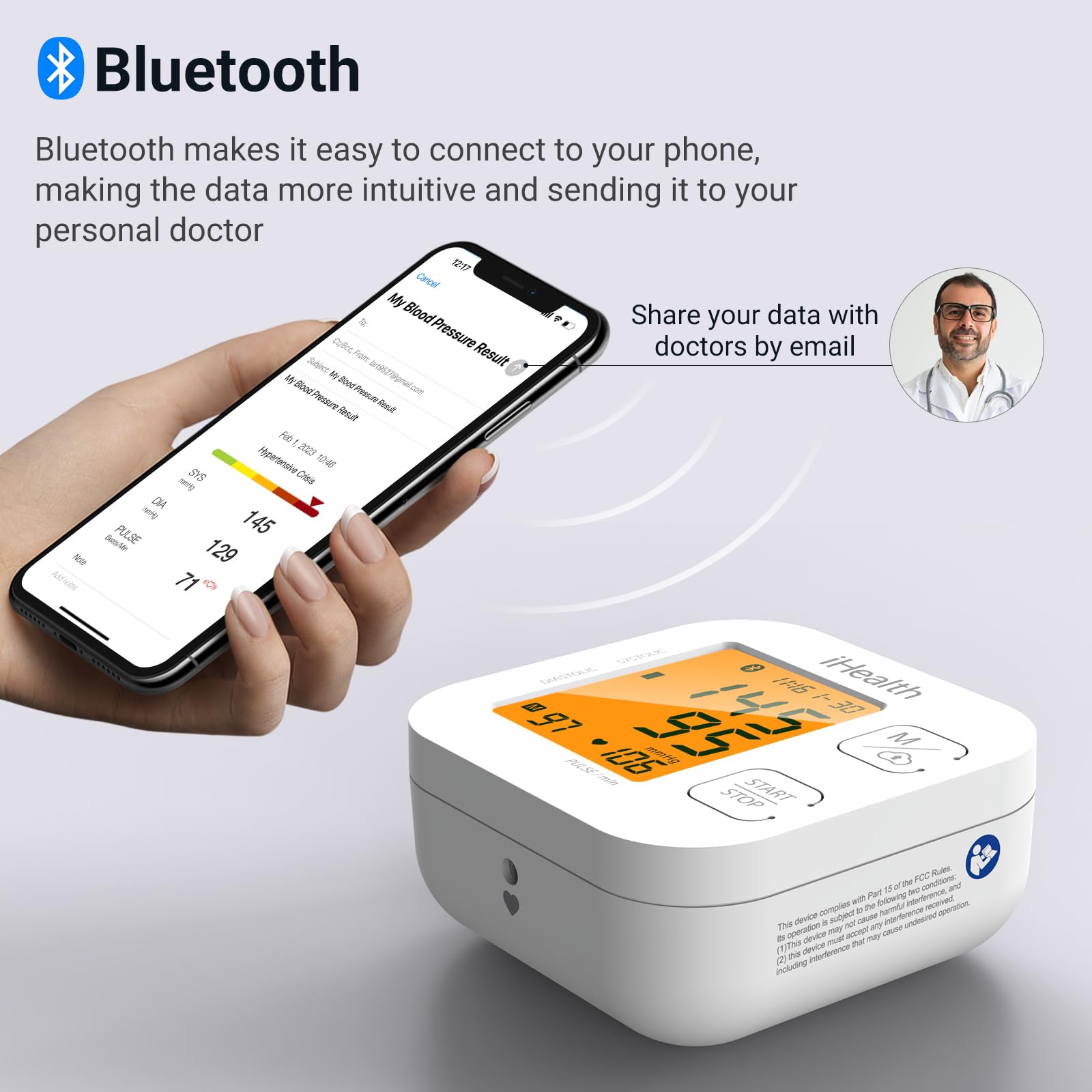 iHealth Track Smart Upper Arm Blood Pressure Monitor with Wide Range Cuff