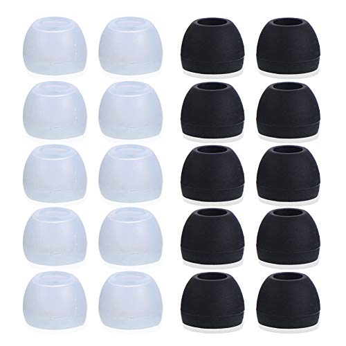 Blacell 20 Pcs Medium Silicone Earbud Cap Tip Cover Replacement - Black & Clear thumbnail 3