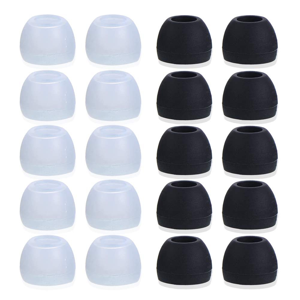 Blacell 20 Pcs Medium Silicone Earbud Cap Tip Cover Replacement - Black & Clear thumbnail 4