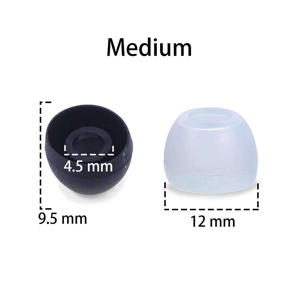 Blacell 20 Pcs Medium Silicone Earbud Cap Tip Cover Replacement - Black & Clear thumbnail 2