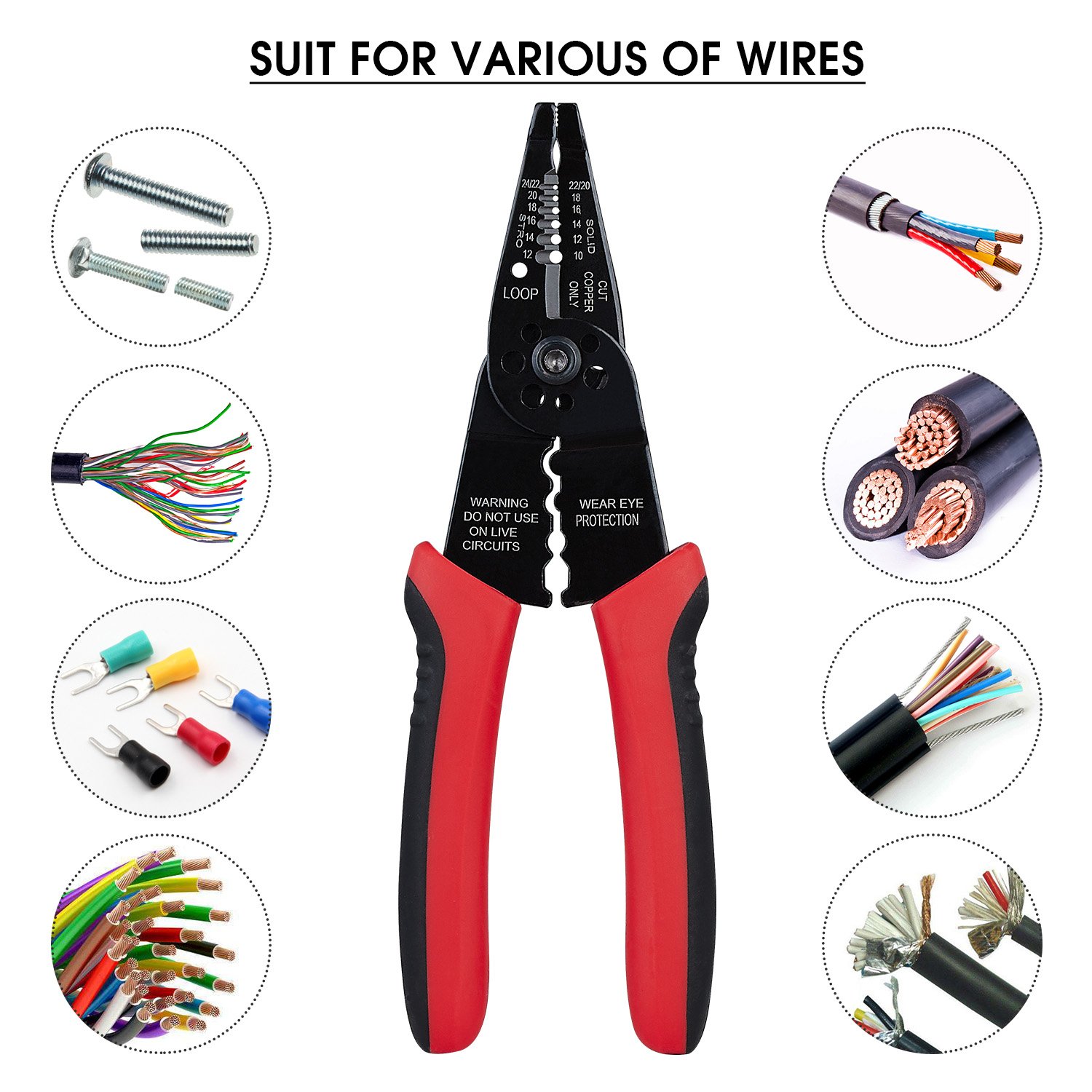 WGGE WG-015 Professional 8-inch Wire Stripper and Crimping Tool thumbnail 3