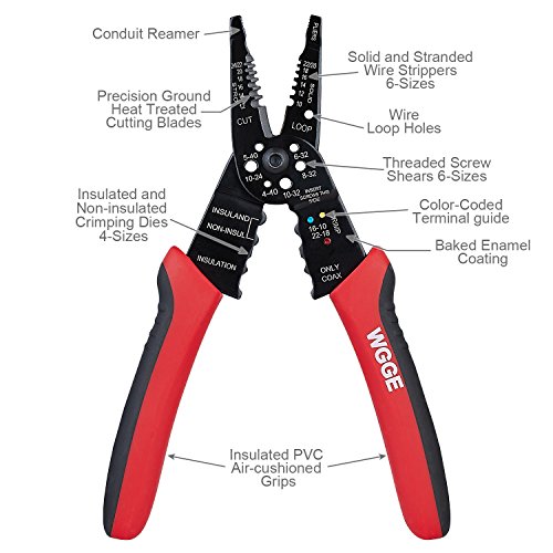 WGGE WG-015 Professional 8-inch Wire Stripper and Crimping Tool thumbnail 2
