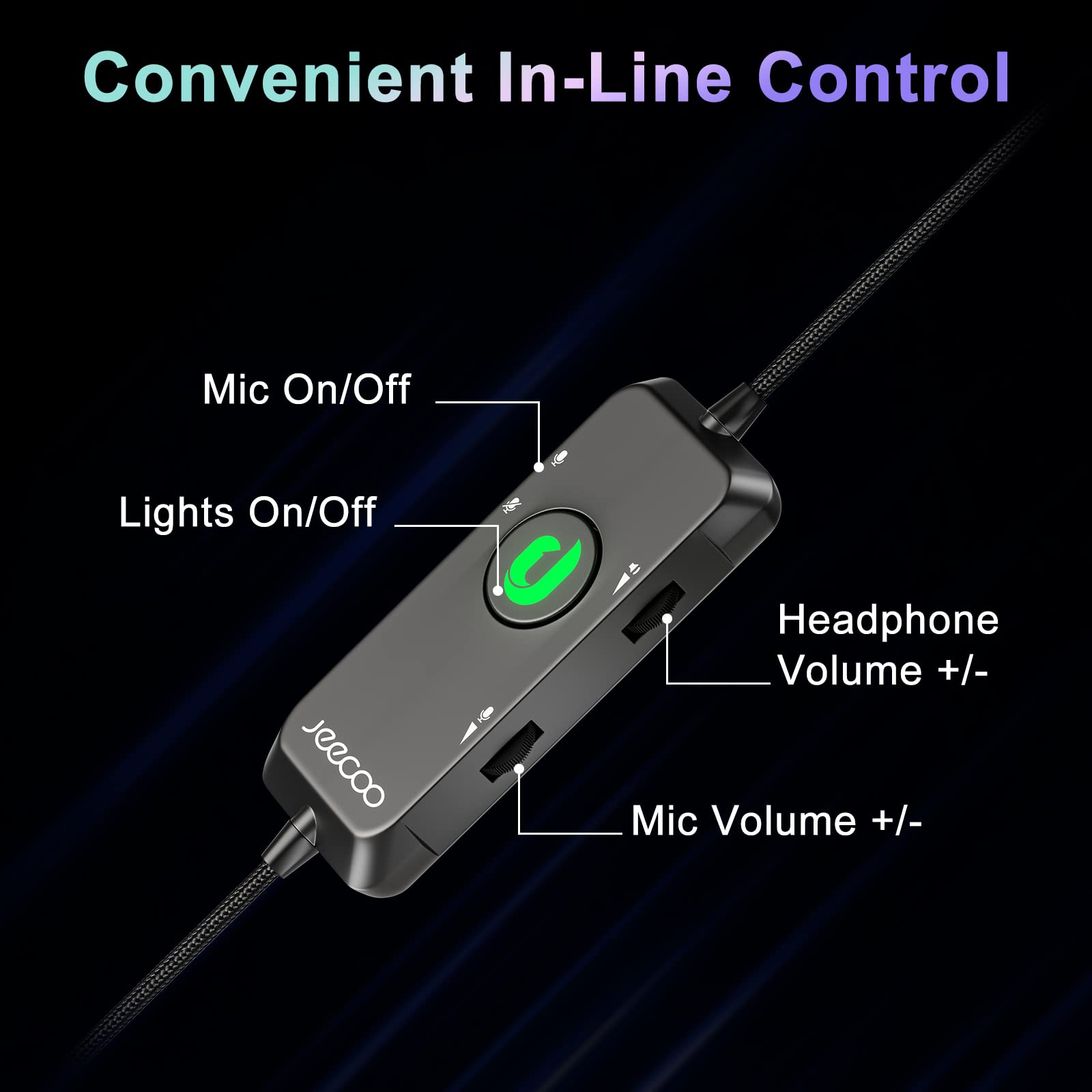 Jeecoo V20U USB Pro Gaming Headset with 7.1 Surround Sound and Noise Cancelling Mic thumbnail 2