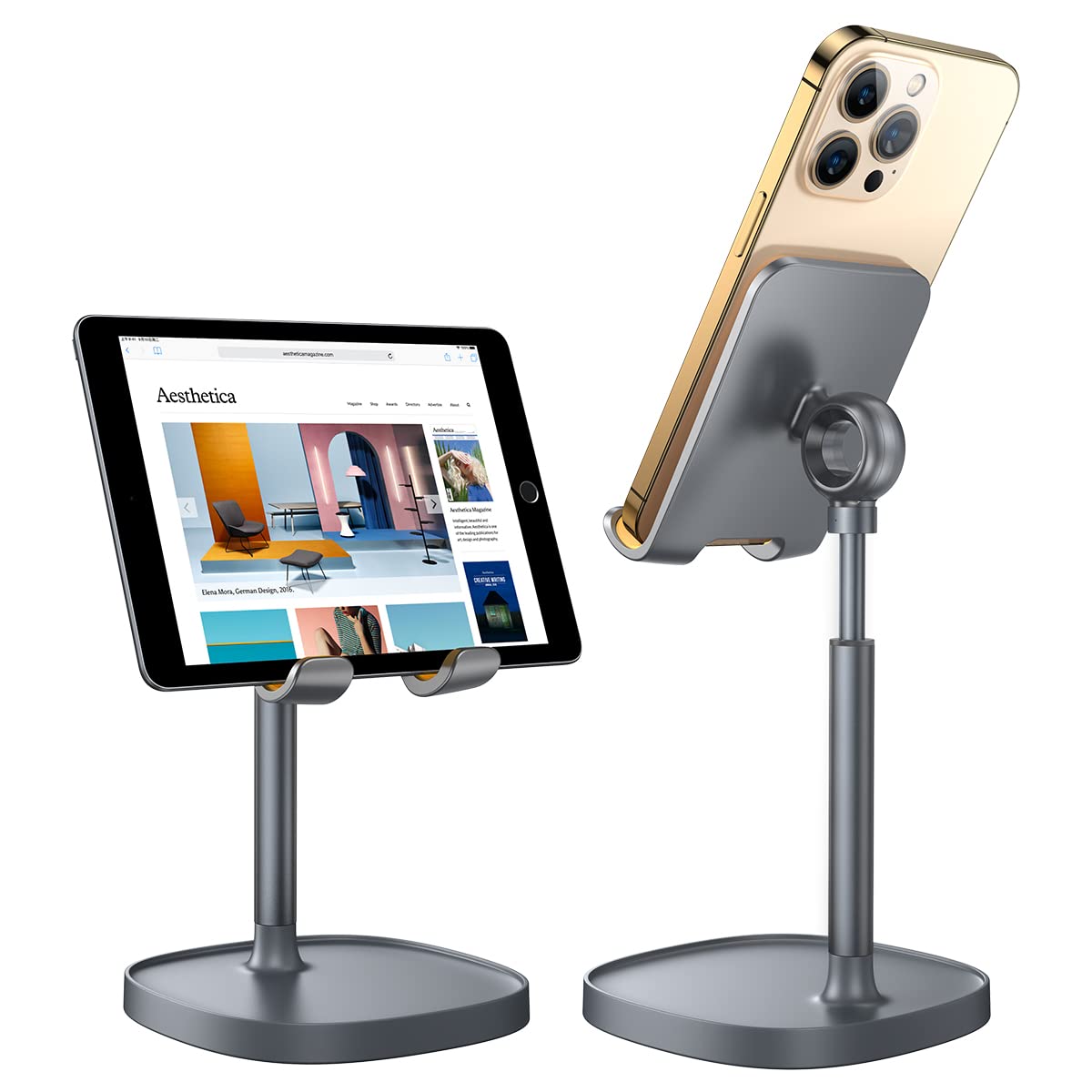 LISEN Adjustable Cell Phone Stand for Desk - Compatible with Phones and Tablets 4-10 inches thumbnail 2