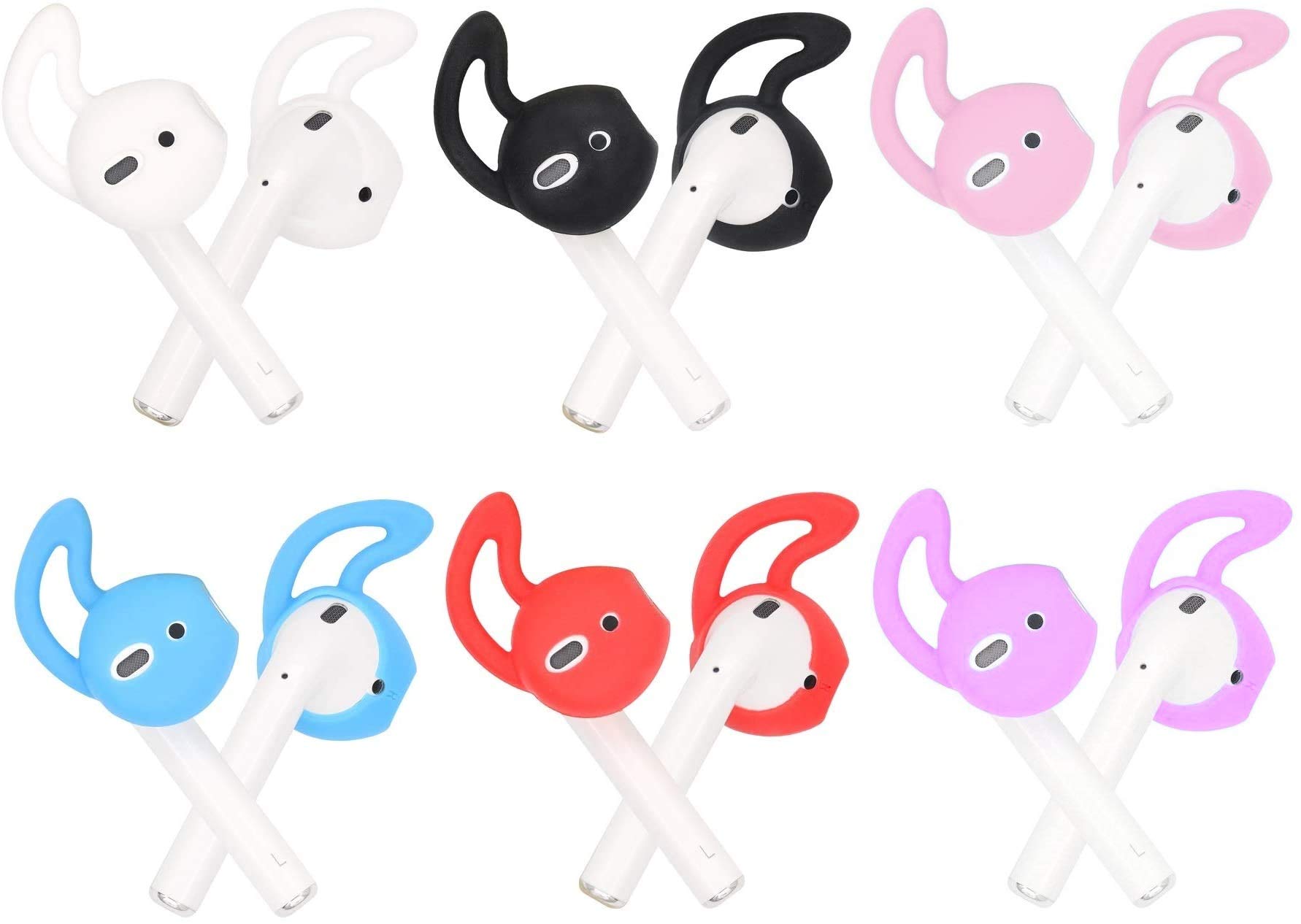 JNSA Silicone Ear Tips and Ear Hooks for Apple AirPods/EarPods - 6 Pairs, Multi-Color thumbnail 3
