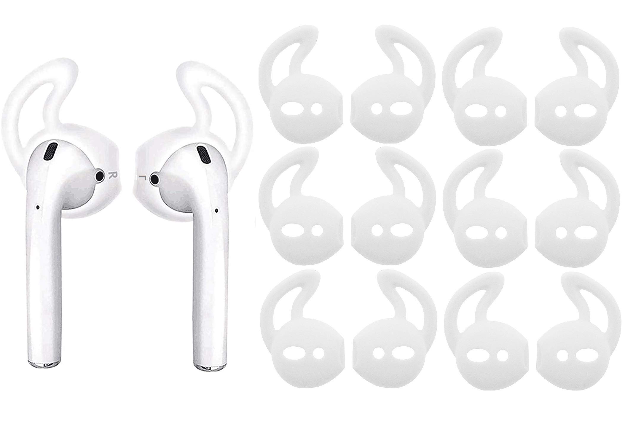JNSA Silicone Ear Tips and Ear Hooks for Apple AirPods/EarPods - 6 Pairs, Multi-Color thumbnail 2