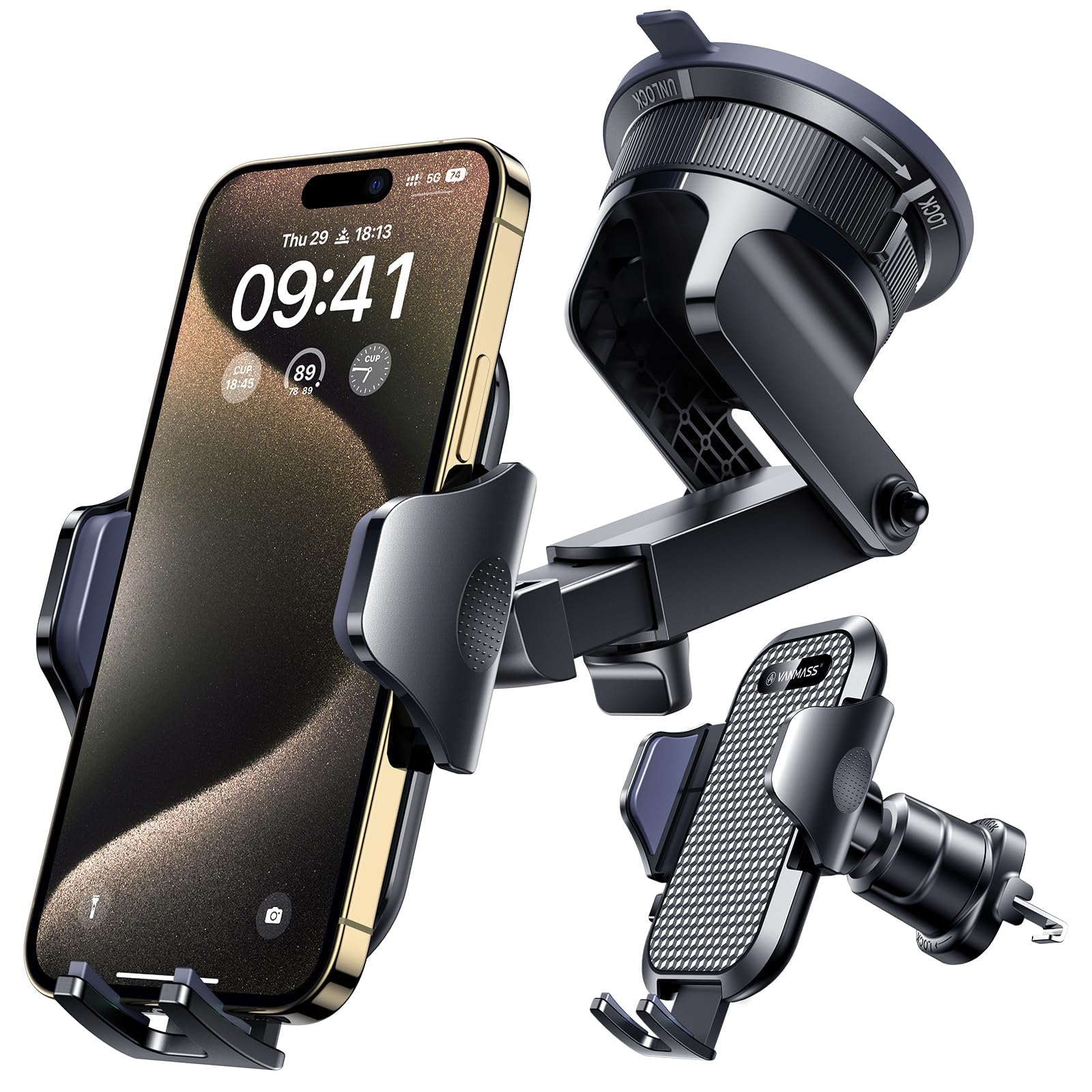 VANMASS True Military-Grade Car Phone Holder – Ultimate Suction & Clip Mount thumbnail 2