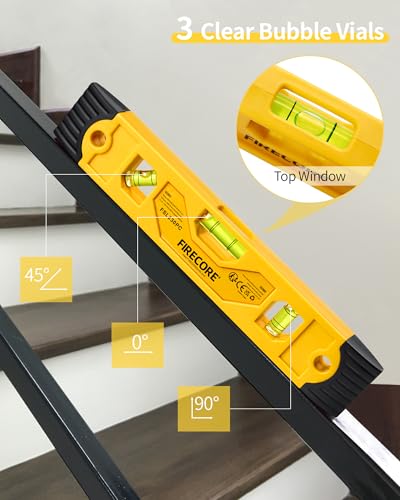 Firecore 9 Inch Magnetic Torpedo Level with 3 Bubble Vials thumbnail 4