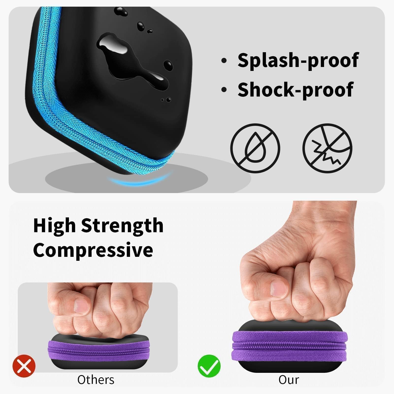 MOLOVA Portable Earbud Case - Compact EVA Storage Bag with Carabiner, 5-Pack image 1