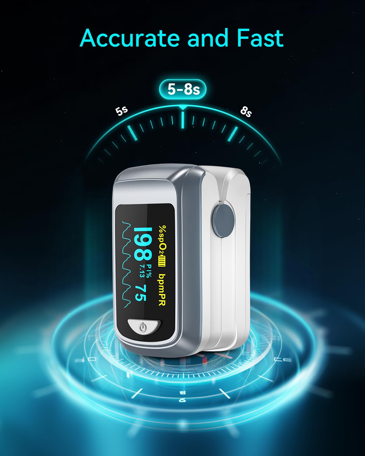 Fingertip Pulse Oximeter Blood Oxygen Saturation Monitor with OLED Display thumbnail 2