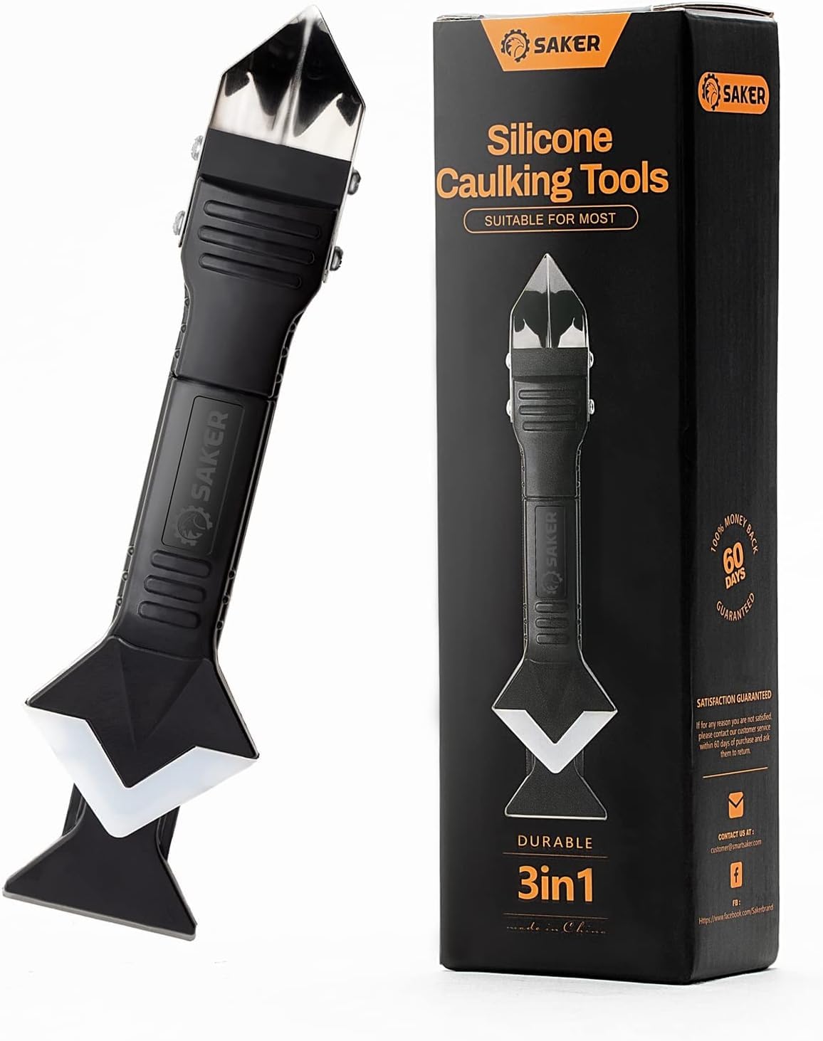 Saker 3-in-1 Silicone Caulking Tool with Stainless Steel Blade and Silicone Smoother thumbnail 4