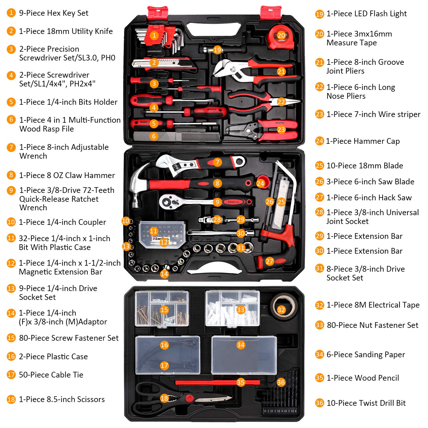 KingTool 325 Piece Home Repair Tool Kit with Durable Storage Case image 1