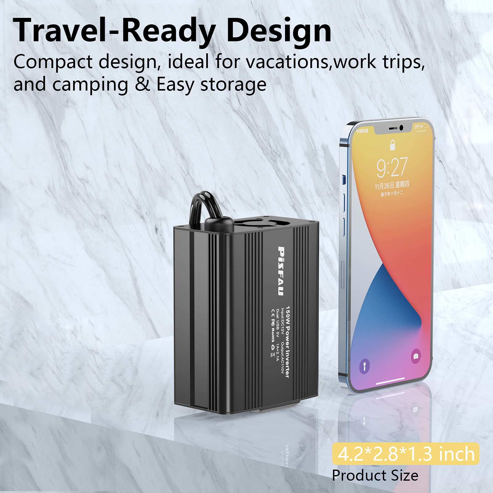 150W Car Power Inverter with Dual USB Charger and Safety Features thumbnail 4