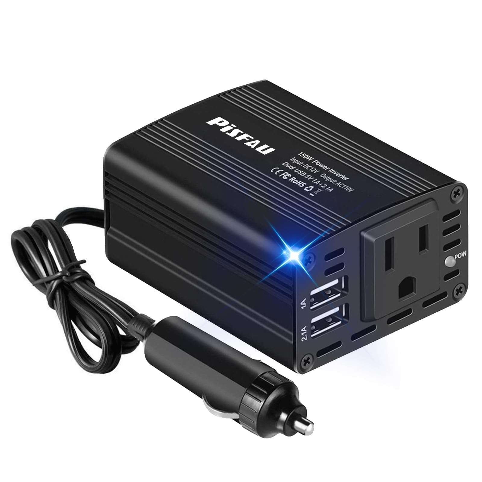 150W Car Power Inverter with Dual USB Charger and Safety Features thumbnail 2