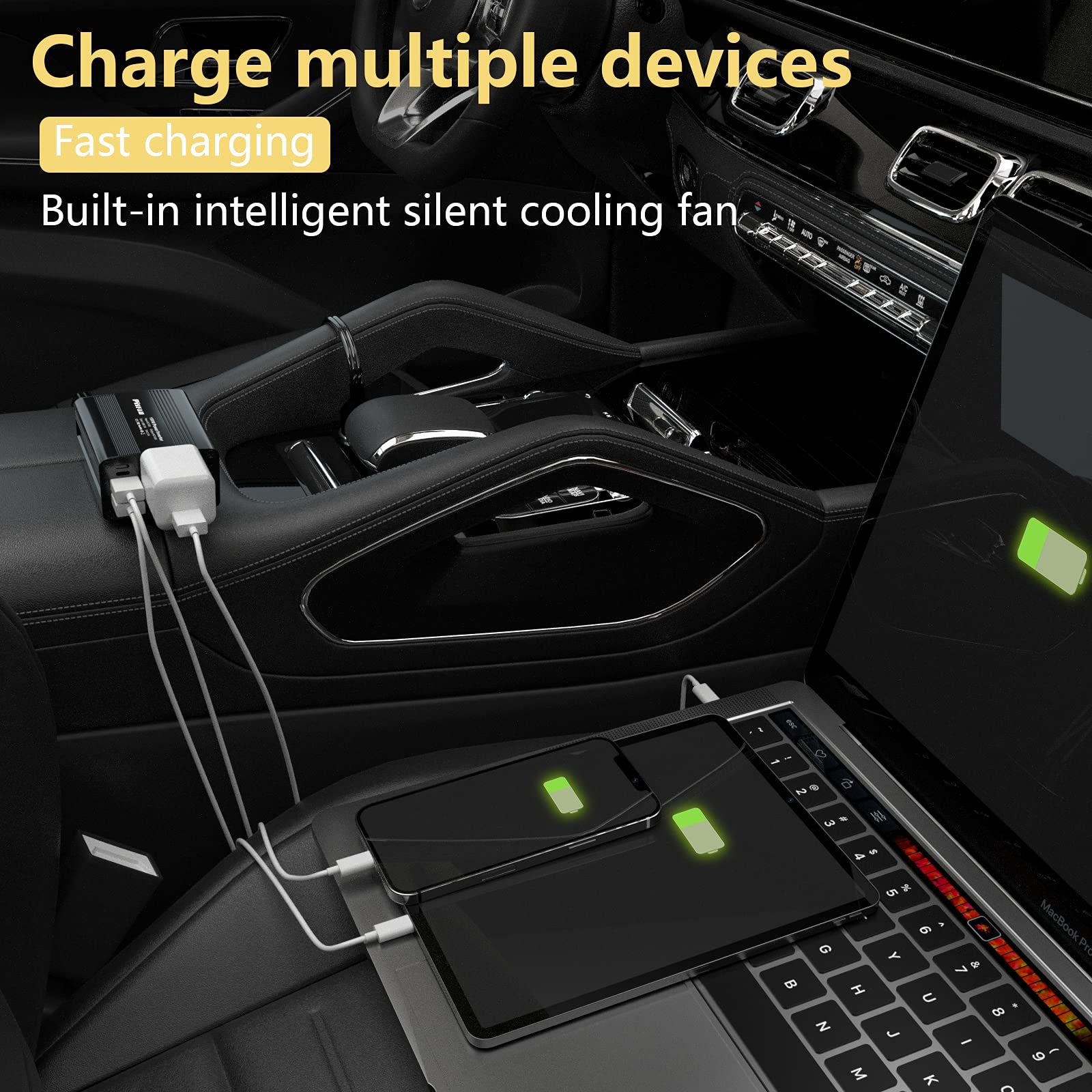 150W Car Power Inverter with Dual USB Charger and Safety Features image 1