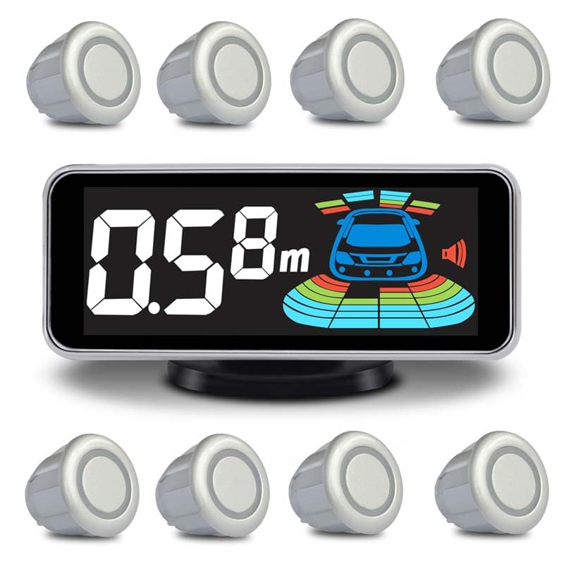ELSNU Car Parking Sensors Kit - 8-Sensor Reverse Radar System with Visual and Audio Alerts image 1