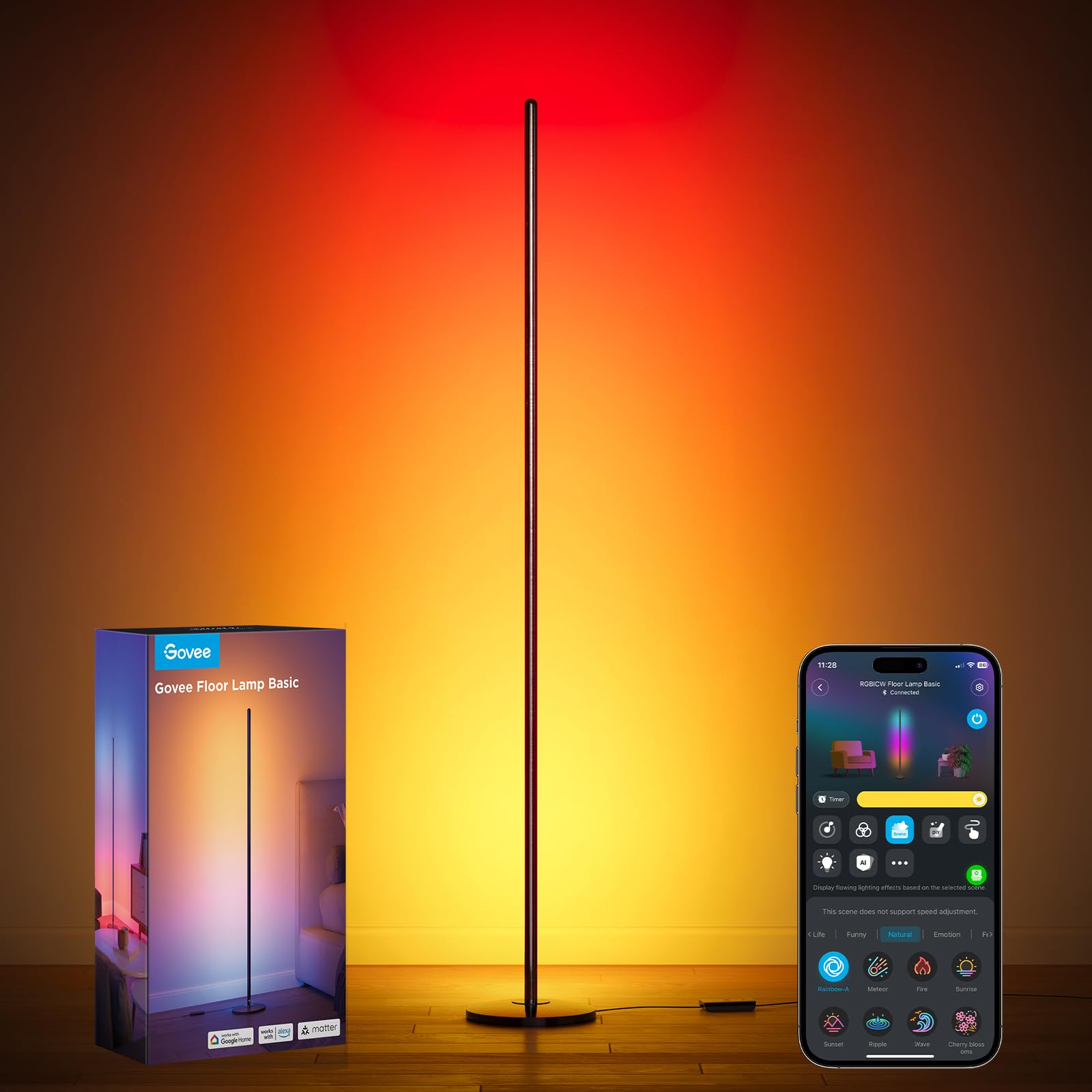 Govee RGBIC Floor Lamp Basic – Smart LED Corner Lamp with 16 Million Colors and Music Sync thumbnail 2