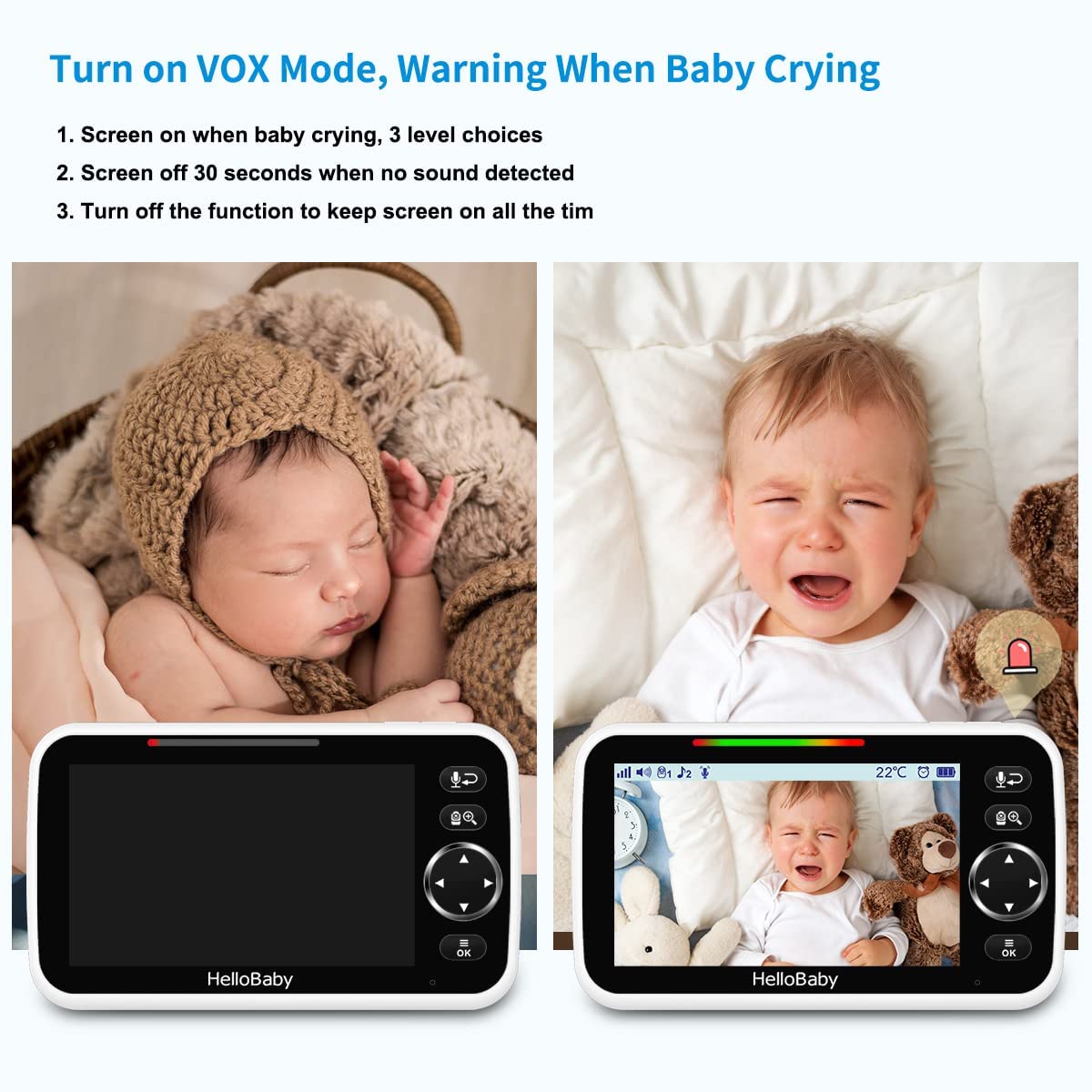 HelloBaby HB6550 No WiFi Baby Monitor with 5" Screen and 30-Hour Battery thumbnail 2