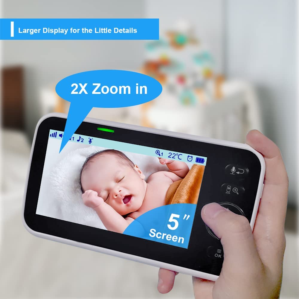 HelloBaby HB6550 No WiFi Baby Monitor with 5" Screen and 30-Hour Battery image 1