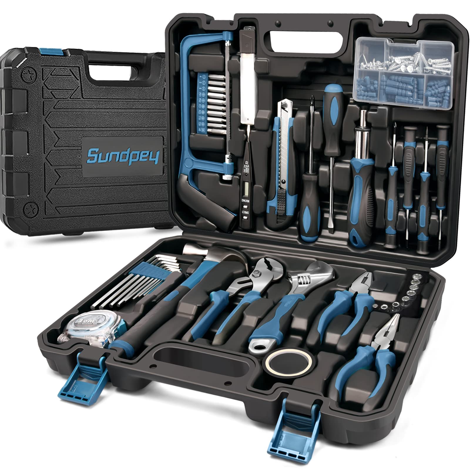 Sundpey 148-Piece Home Tool Kit – Comprehensive Portable Handyman Set with Ratcheting Screwdriver and Voltage Tester thumbnail 3
