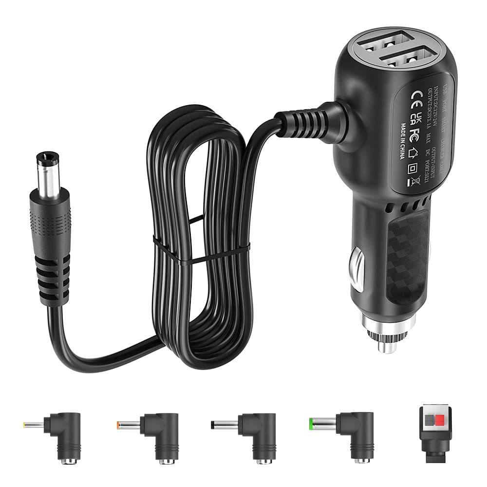 12V/24V Vehicle Cigarette Lighter Adapter Splitter with Dual USB Ports and 6.6ft Cable thumbnail 2