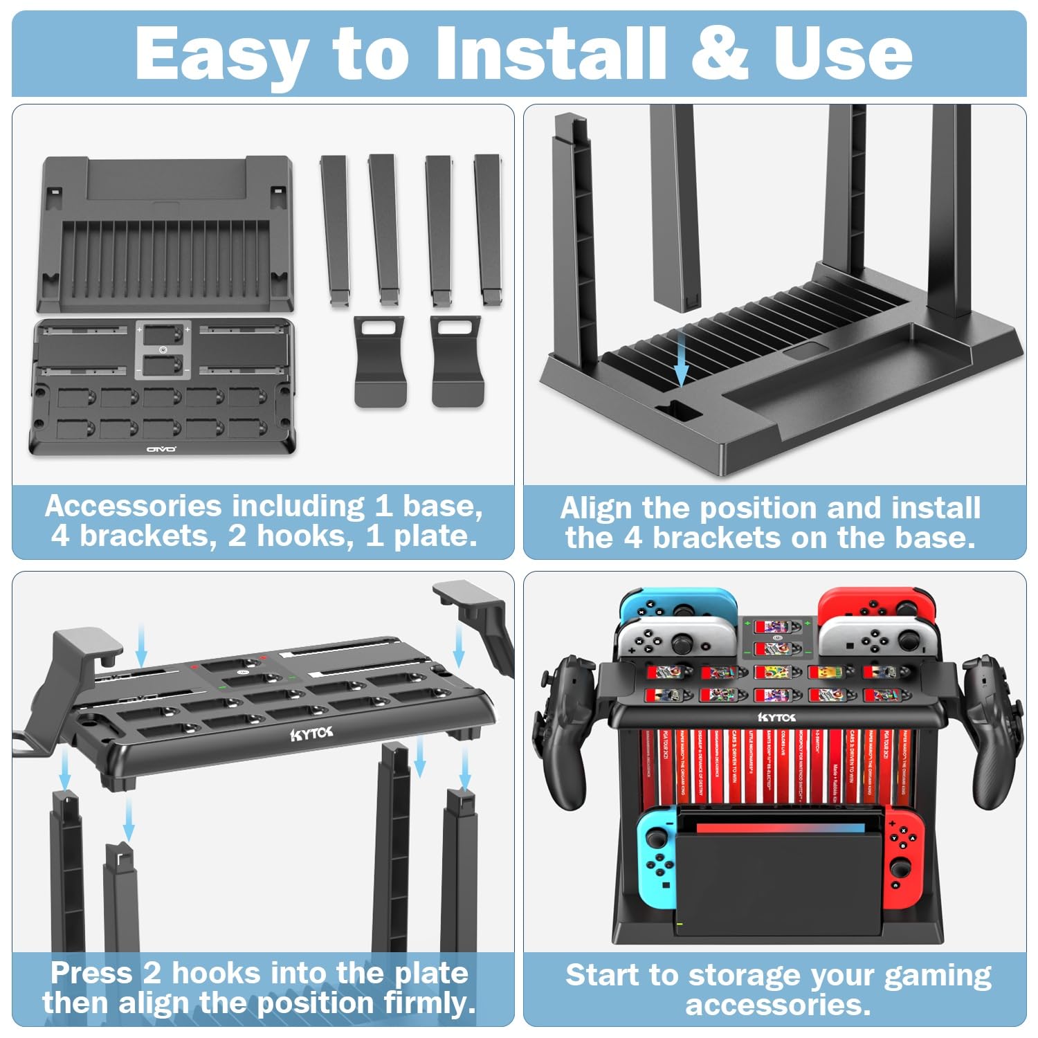 Kytok Switch Organizer Station with Controller Charger and Game Storage thumbnail 3
