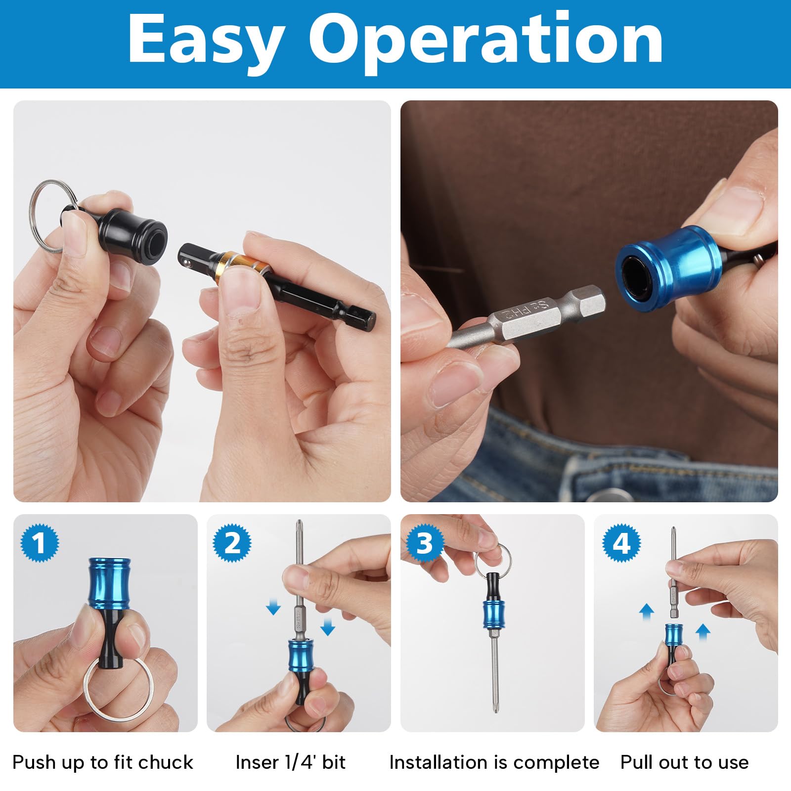 12PCS 1/4 Inch Hex Shank Screwdriver Bit Holders - Durable Aluminum Alloy Quick-Release Extension Bars thumbnail 3