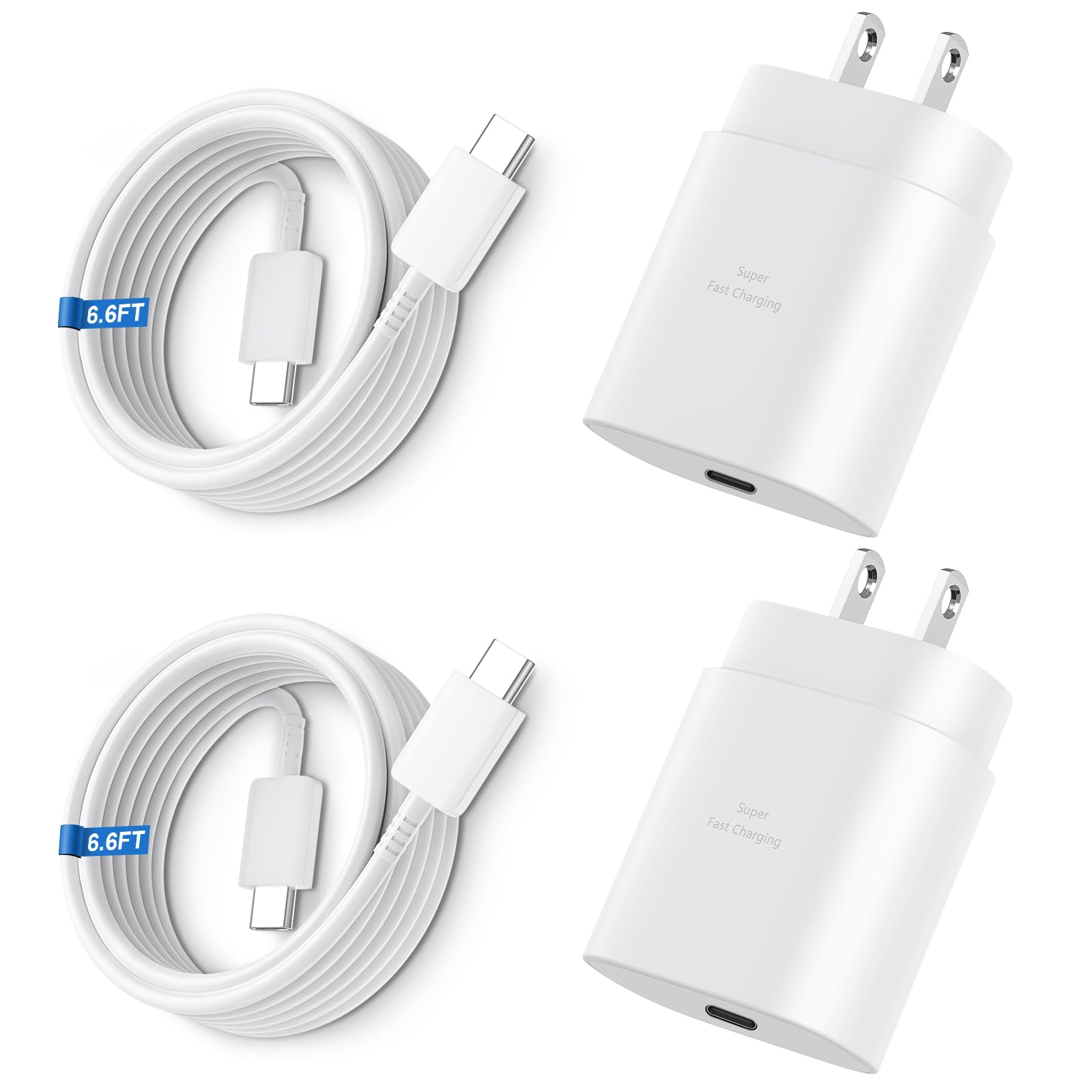 Vilive 25W USB-C Super Fast Charger with 10FT Cable 2-Pack for Samsung Galaxy and More image 1