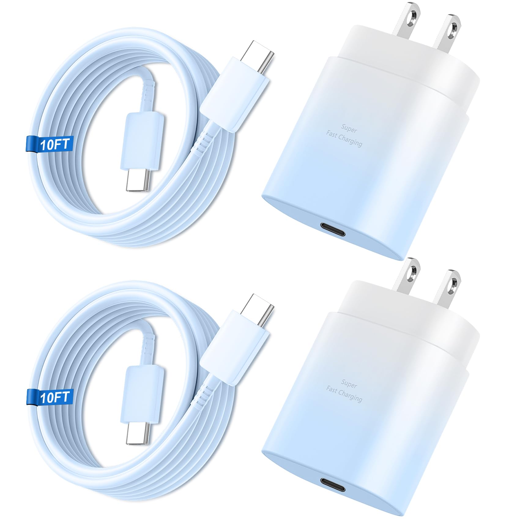 Vilive 25W USB-C Super Fast Charger with 10FT Cable 2-Pack for Samsung Galaxy and More thumbnail 3