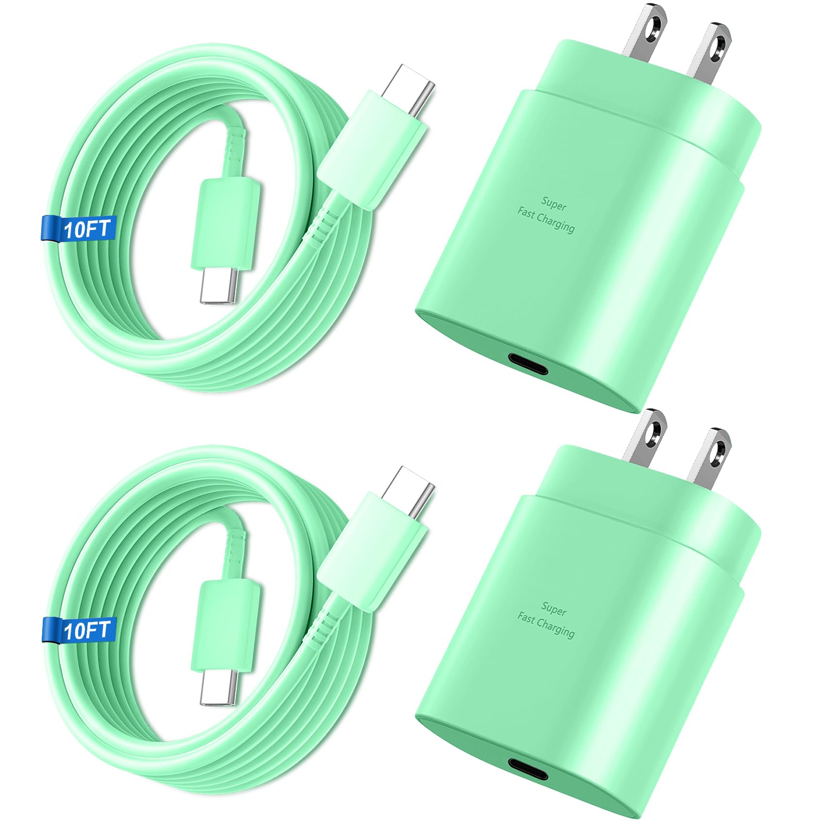 Vilive 25W USB-C Super Fast Charger with 10FT Cable 2-Pack for Samsung Galaxy and More thumbnail 2