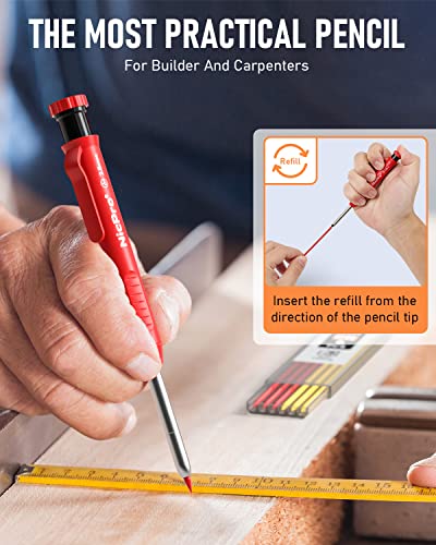 Nicpro Carpenter Pencil Set with Sharpener and 26 Refills – Durable Mechanical Pencils for Construction and Woodworking thumbnail 3