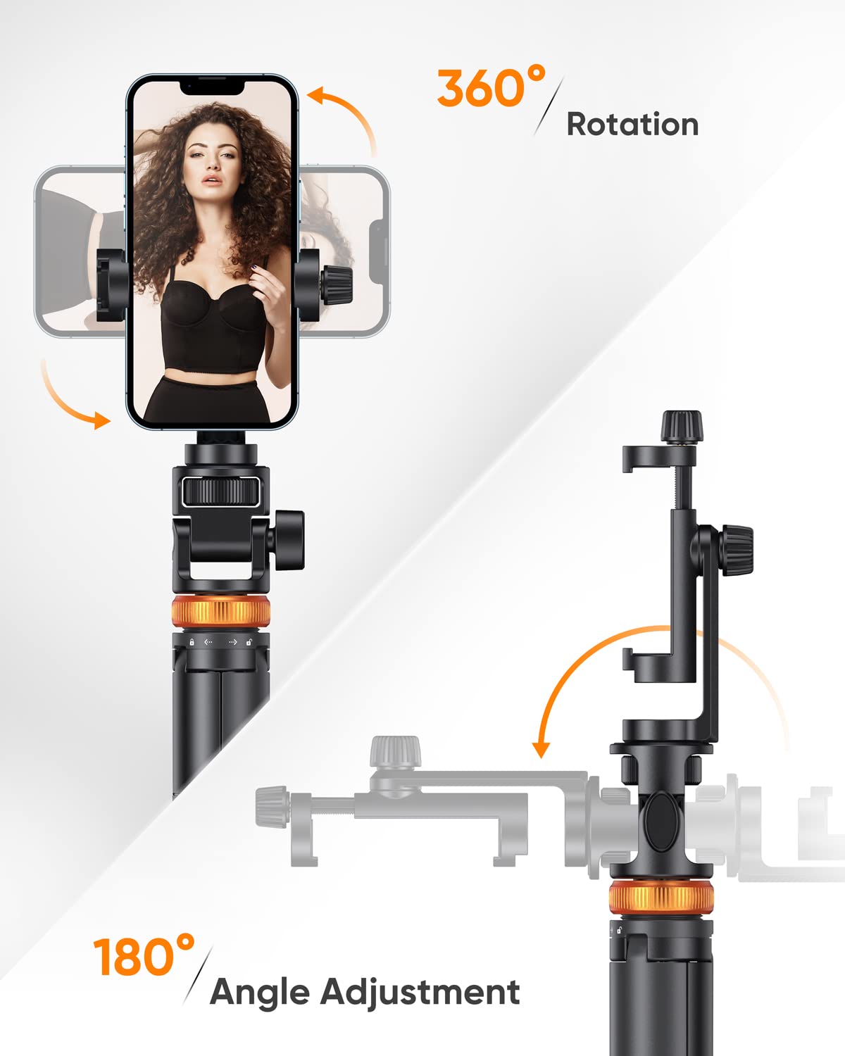 EUCOS 62" Phone Tripod with Remote - Extendable Selfie Stick and Sturdy Phone Holder for iPhone & Android thumbnail 2