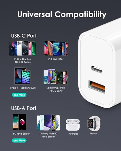 [4 Pack] USB C Charger Block Fast Charging Multiport Adapter with PD 20W USB-C & QC 3.0 USB-A Ports thumbnail 4
