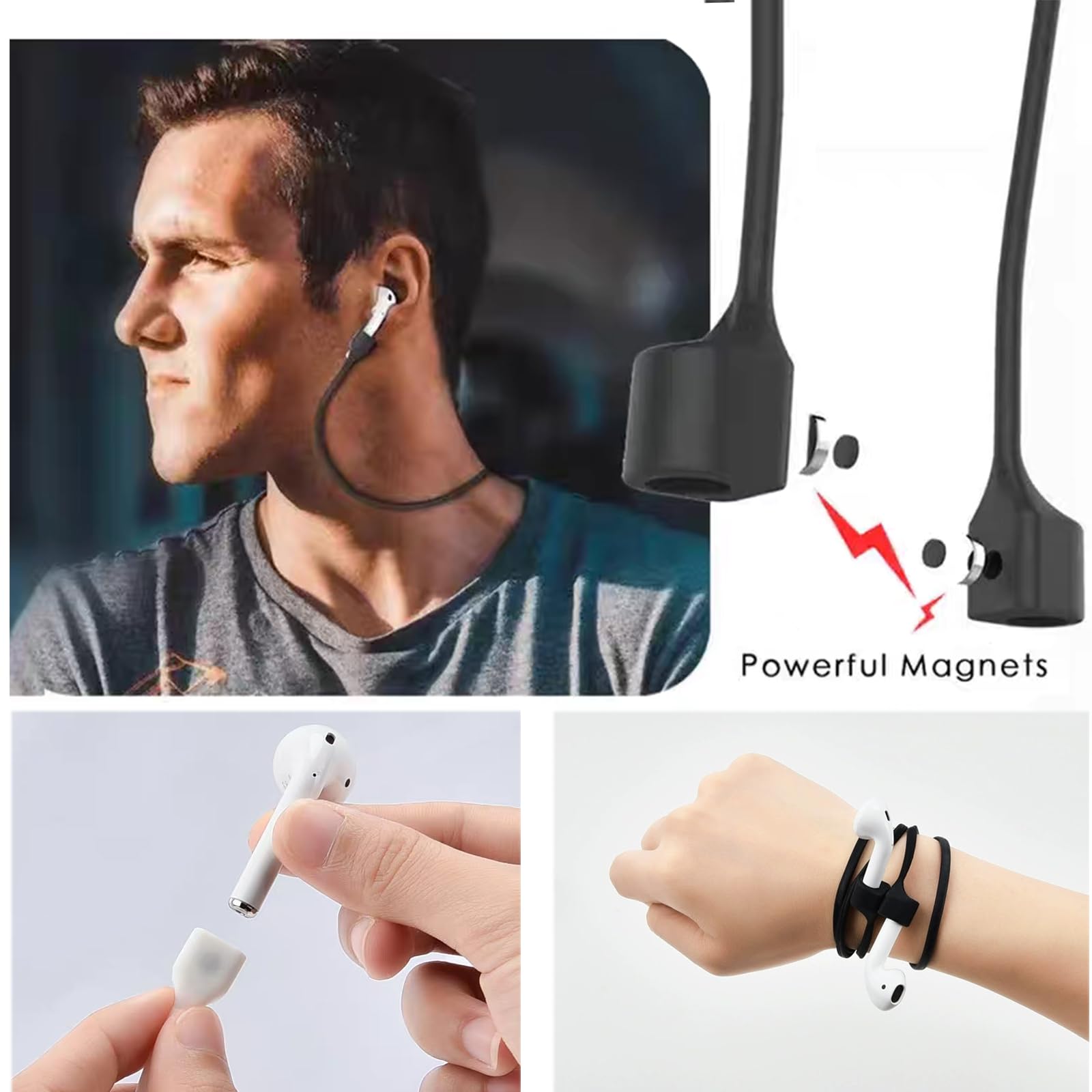Ansumg Magnetic Anti-Lost Straps for AirPods Pro - Colorful Silicone Sports Lanyard thumbnail 4