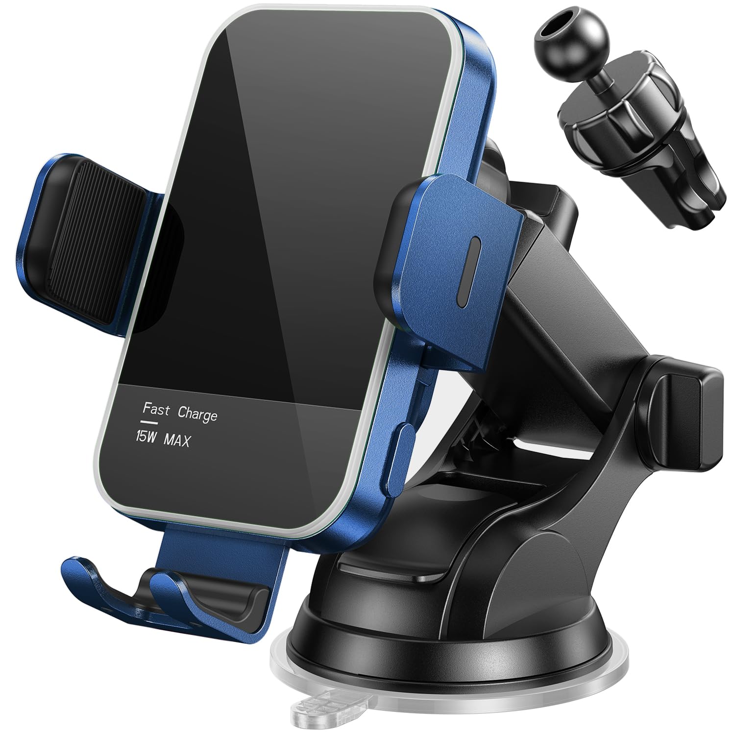 Mosurr 15W Wireless Car Charger with RGB Backlit and Auto Clamping Phone Holder thumbnail 4