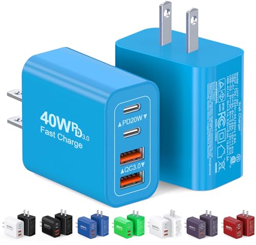 [2-Pack] 40W USB C Charger Cube - Fast Charging 4-Port PD+QC Adapter for Phones & Tablets thumbnail 3