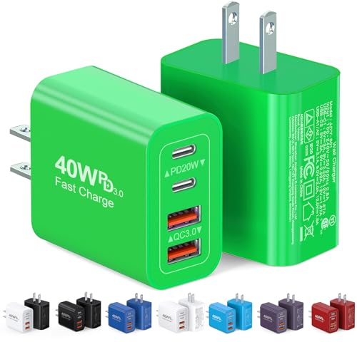 [2-Pack] 40W USB C Charger Cube - Fast Charging 4-Port PD+QC Adapter for Phones & Tablets thumbnail 4